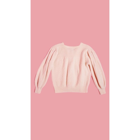 1980-90s Victoria Jones Pink LAMBSWOOL ANGORA Blend CARDIGAN W/Shell Buttons S-M - Picture 3 of 10